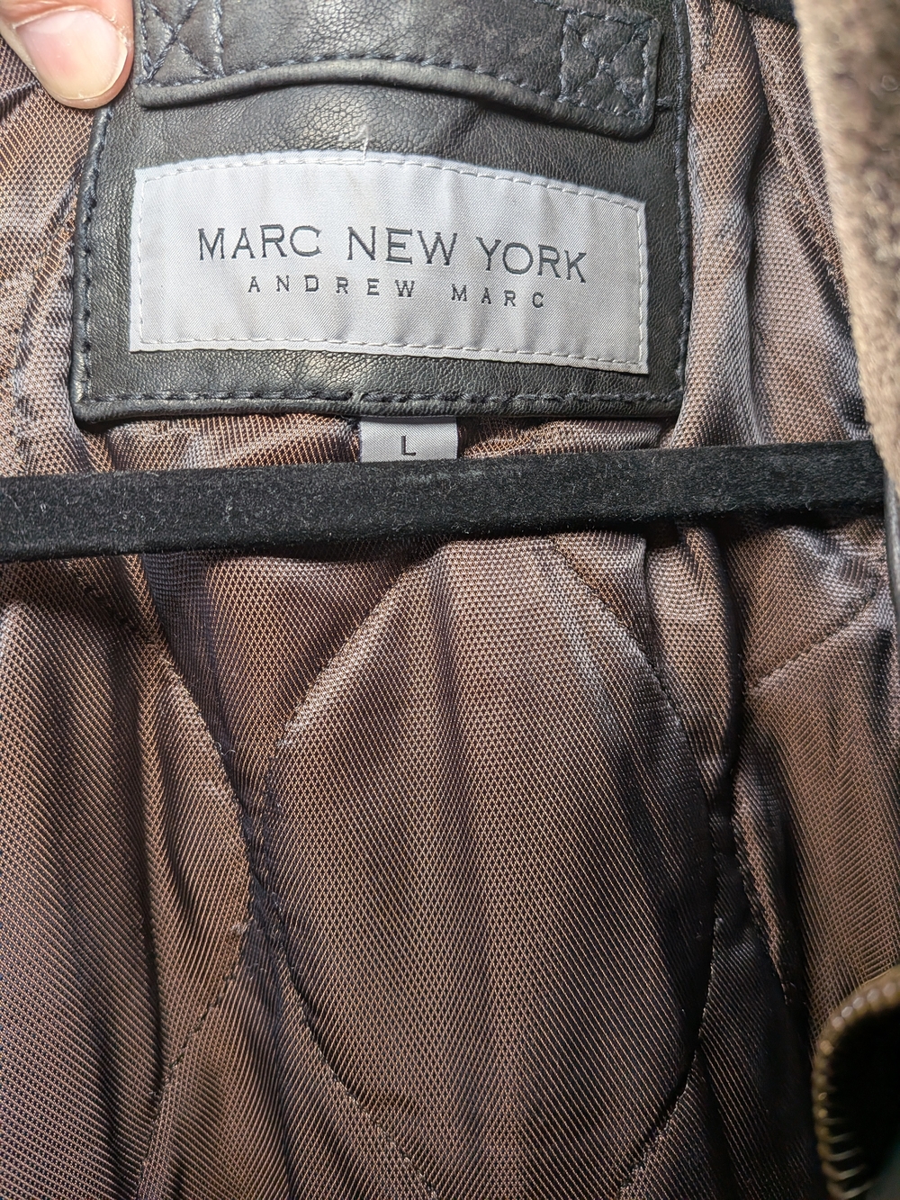 Andrew Marc Men’s Leather Jacket L — Black Fur Collar, Quilted Lining, Premium - Picture 5 of 11